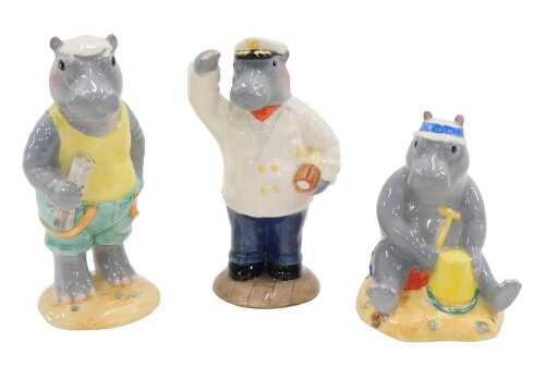 Various pottery, Beswick Hippos on Holiday figures, to include Hugo Hippo, and two others. (3)