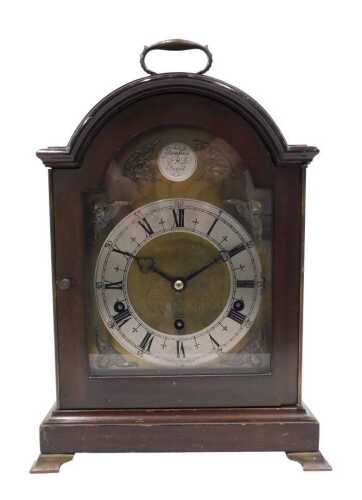 A 20thC Tempus Fugit Elliott chiming mantel clock, the 16cm wide dial with silvered Roman...