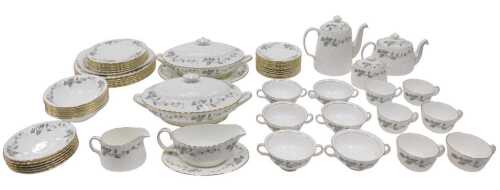 A comprehensive Minton Greenwich pattern part dinner service, to include a pair of lidded...