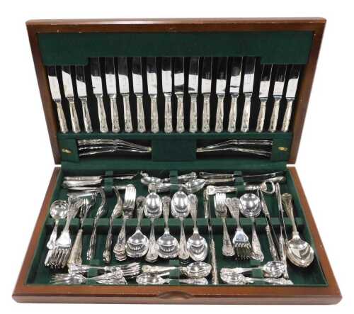 A canteen of silver plated Kings pattern cutlery, some with stainless steel blades, marked A1...