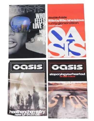 Four various original Oasis posters, used at the time of issue in the London tube stations, but...