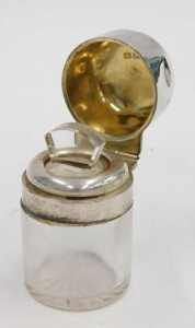 A George V silver trophy, with plain bowl flanked by angular handles, on inverted stem and... - 3