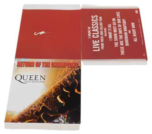 A Queen Return of the Champions unused promotional poster, issued commercially that folds into a...