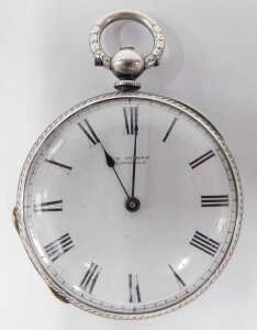 An early 20thC fob watch, with 4cm diameter enamel Roman numeric dial, in fancy chased case with... - 2