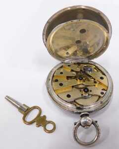An early 20thC fob watch, with 4cm diameter enamel Roman numeric dial, in fancy chased case with... - 3