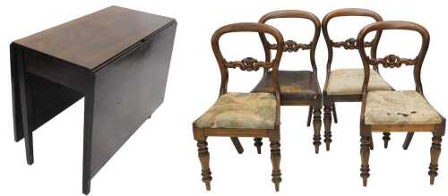 A Victorian mahogany gate leg dining table, of rectangular form, with plain gate leg action 72cm...
