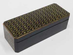 A 19thC French Napoleon III Paris travel box, of rectangular form with canted corners, decorated... - 5