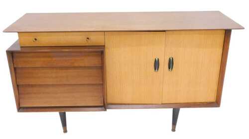 A Beautility retro teak sideboard, of rectangular form, with frieze drawer above fluted fan...