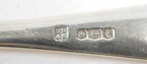 Ten pickle forks, to include a three pronged example with bright cut Old English pattern stem,... - 4