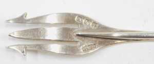 Ten silver and other pickle and serving forks, to include a horn handle example, with silver... - 4