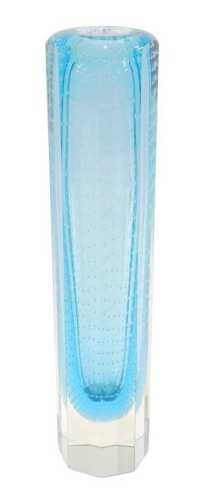 A Harracov Milan Metelak design 1960s Borske Sklo type vase, in blue dot and clear glass,...