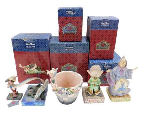 Various Walt Disney Showcase figure groups, to include Tinkerbell Flowerpot, 4013258, 18cm high,...