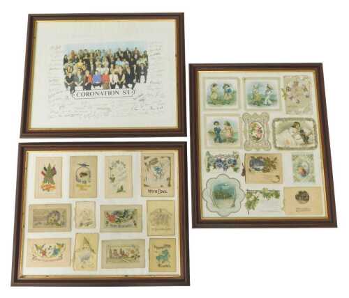 Various Decoupage and other Victorian and Edwardian greetings cards, Wishing You A Merry...