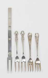 Three various cased sets of pickle forks, to include a pair in Union Street Aberdeen black... - 2