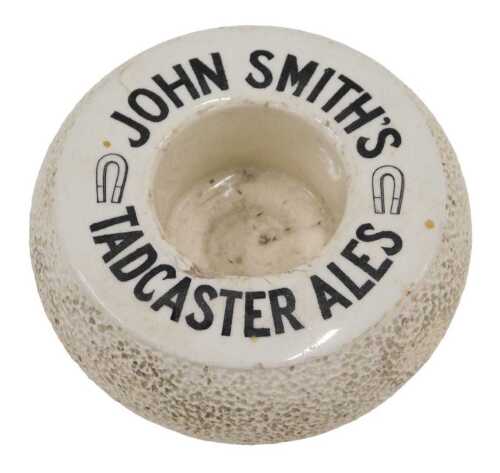 A John Smith's Tadcaster Ale's advertising pottery match striker, by Hancock & Corfield Limited...