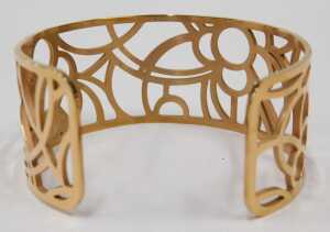 A pierced bangle, of C shaped floral form, marked Loisir, 6cm wide, in Loisir pouch. - 2