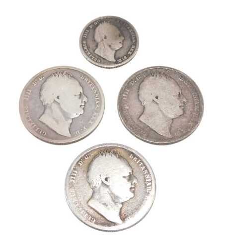 Various coins, to include a William IV half crown 1834, and two others, and a further 1834...