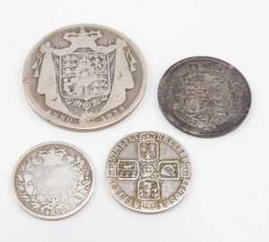 Various coins, to include a George II six pence 1757, another William IV six pence 1834, George... - 2