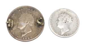 Coins. A George IV six pence 1829, of good definition, and a further George IV shilling 1826,...