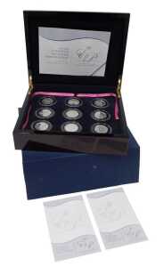 Royal Mint 1947-2007 Diamond Wedding Anniversary silver proof coin crown collection, in fitted...