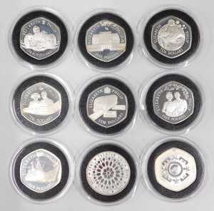 Royal Mint 1947-2007 Diamond Wedding Anniversary silver proof coin crown collection, in fitted... - 2