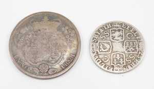 Coins. A George IV half crown 1821 and a shilling 1723. (2) - 2