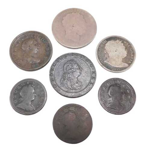 Various coins, to include a George III cartwheel penny of good definition, a quantity of other...