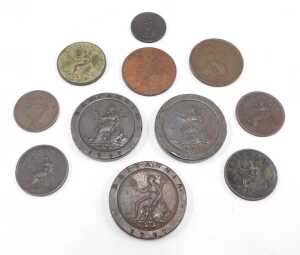 Various coins, to include George III cartwheel two pence, another, various other low... - 2