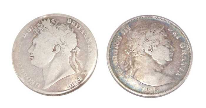 Coin. A George III half crown 1816 and another half crown 1823. (2)