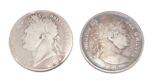 Coin. A George III half crown 1816 and another half crown 1823. (2)