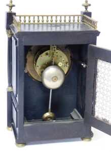 An early 20thC Aesthetic movement clock, in a Gothic Revival case, with painted enamel dial with... - 4