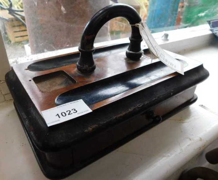 V - A Victorian walnut and part ebonised desk stand, with space for pens and ink bottles, of oblong...