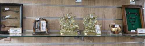 V - Various bygones, collectables, etc., a hanging set of vintage graduated keys, in an oak frame...