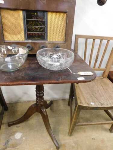 V - Bygones, furniture and collectables, a 19thC country tilt-top side table, with oblong top, on...