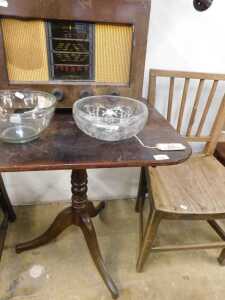 V - Bygones, furniture and collectables, a 19thC country tilt-top side table, with oblong top, on...