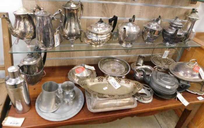 V - Various silver-plated wares, coffee pots to include George I style and others, George V style...