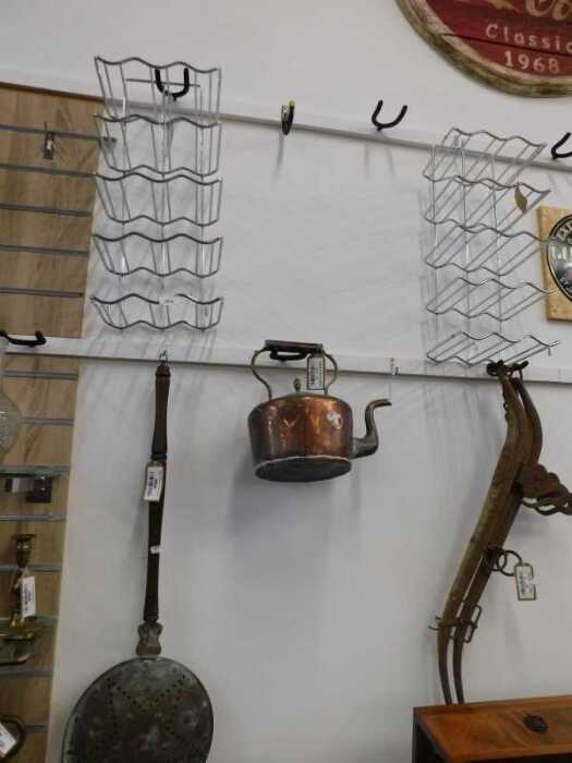 V - Various bygones, collectables, etc., a chrome-plated wine rack, 61cm high, another similar, a...