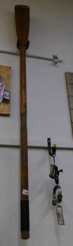 V - Bygones and collectables, comprising a vintage oar with hand grip, and a pair of metal handcuffs,...