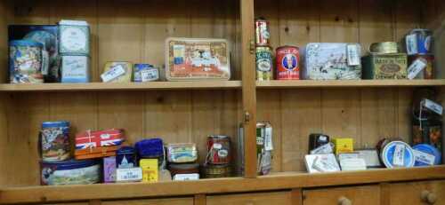 V - Various early 20thC and other advertising tins, Roasted Salted Cashews, various others, La Cure...