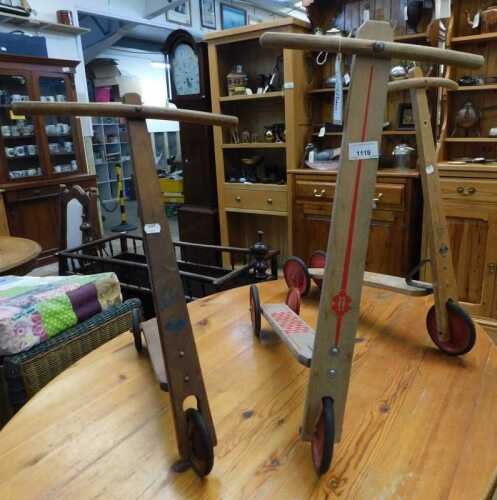 V - Three vintage child's scooters, to include a Stepke Vero example, another marked ABC Vero Baby,...