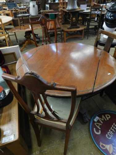 V - A pair of Edwardian satinwood inlaid dining chairs, in the Adam style, each centred by circular...