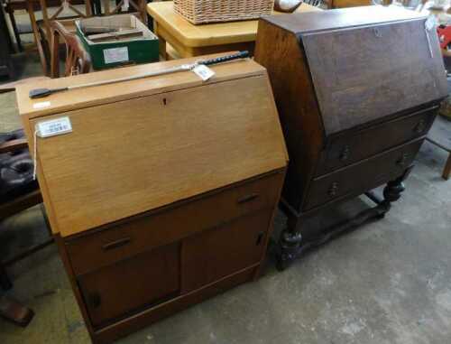 V - Various furniture and effects, a horse paddle whip, a G-Plan style teak bureau with...