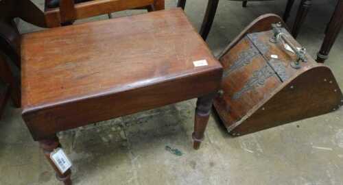 V - A late 19thC mahogany bidet, of rectangular form, lacking interior, 46cm high, 59cm wide, 36cm...