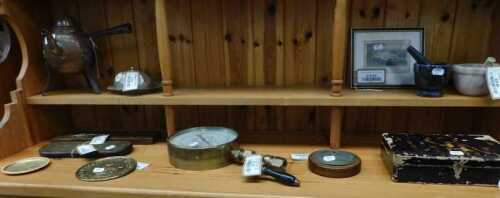 V - Various metalware, etc., a Budenberg standard test gauge, with circular top, 16cm high, various...