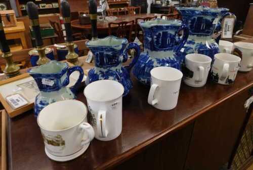 V - Various china and effects, a graduated set of four Masons-style ironstone jugs, the largest 24cm...