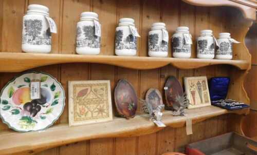 V - Various china, effects, part tea services, a quantity of transfer-printed pattern canisters,...