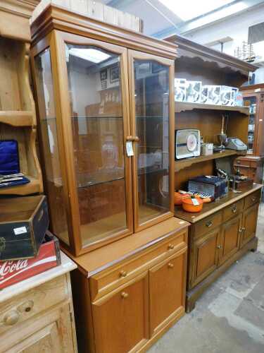 V - Various furniture, a Nathan teak-style glazed bookcase, with two shelves, above frieze drawer...