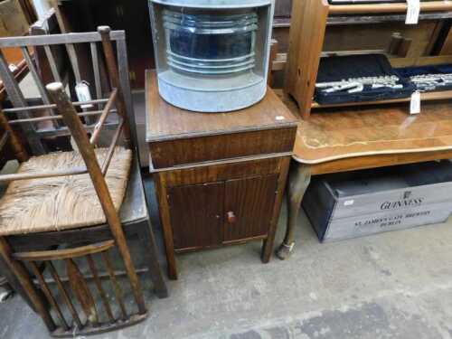 V - Various furniture, a 19thC elm country Sheraton-style chair, a rush-seated dining chair, 90cm...