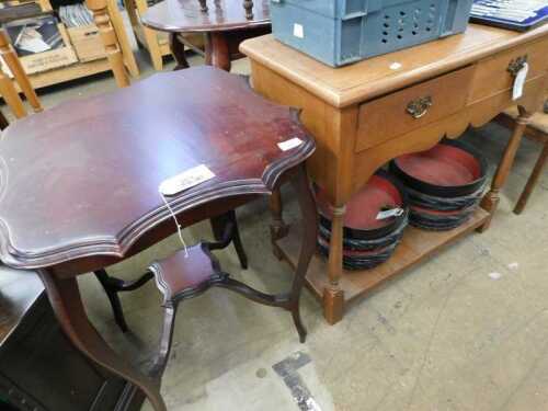 V - Various furniture, a 19thC mahogany window table, with piecrust edge, on inverted legs, 76cm...