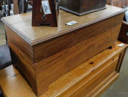 V - An early 20thC blanket box, of rectangular form, on block stiles, 41cm high, 88cm wide, 41cm...